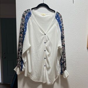 Floral Sleeve White Cardigan